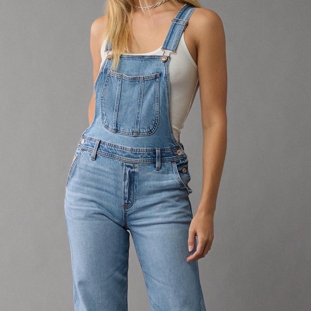 NWT American Eagle Denim Overalls, Straight Leg, Size 8 (Sold out online)